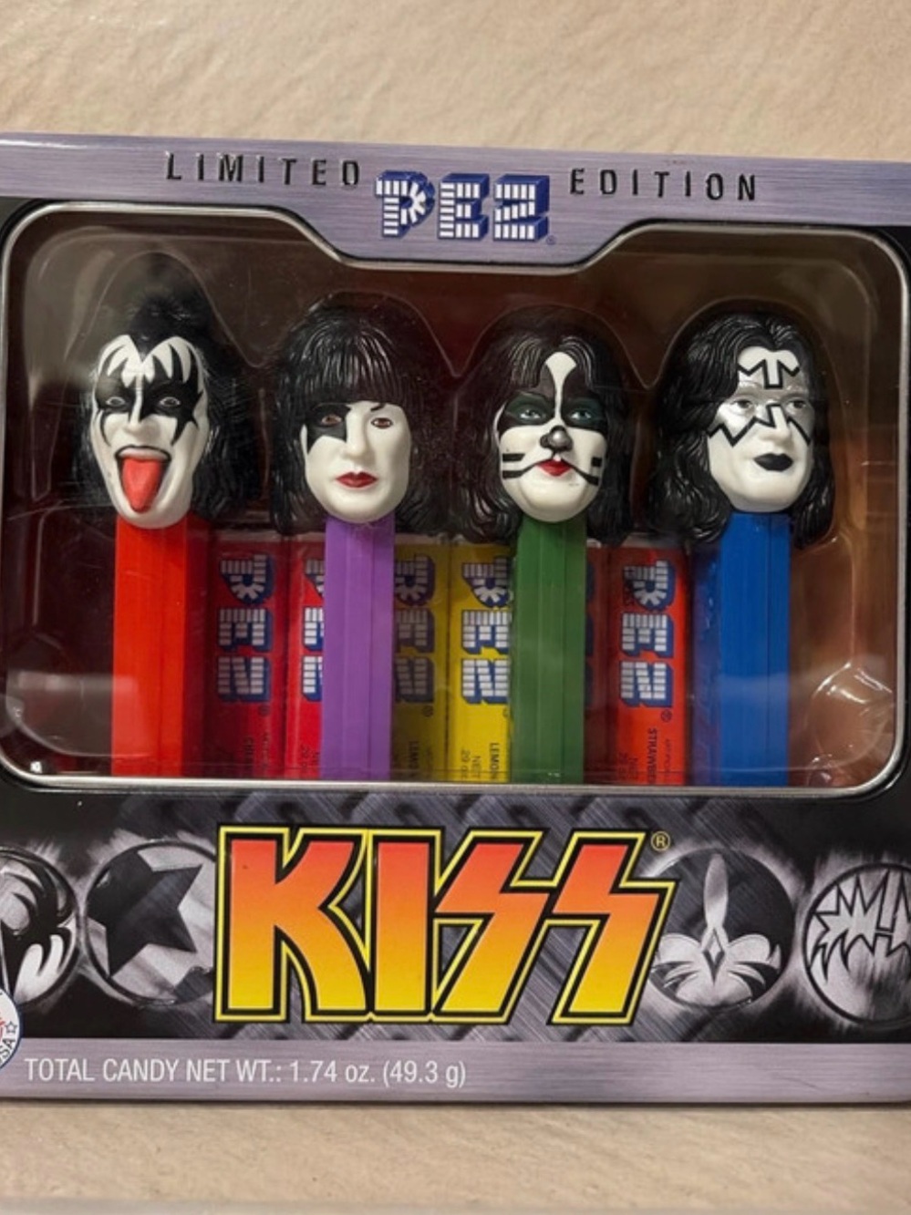 Kiss Limited Edition PEZ Dispenser Set - Red, Purple, Green, Blue